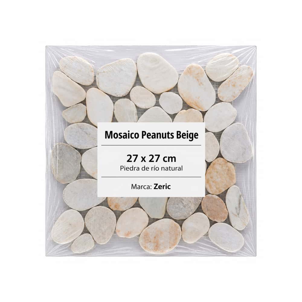 Caja de losas mosaico peanuts beige piedra de río natural 27 x 27 cm Zeric (10 U) - Miniatura 2