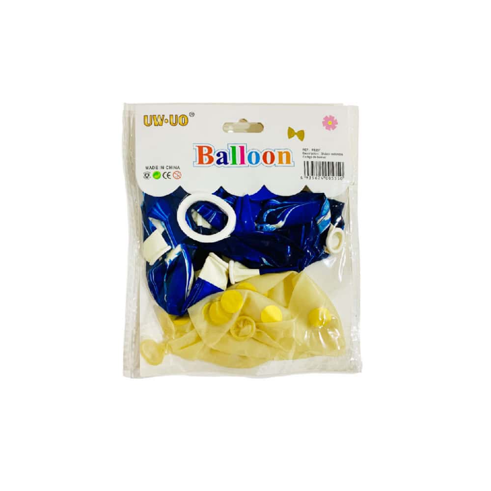 Set de globos redondos azules y dorados (15 U) - Miniatura 2