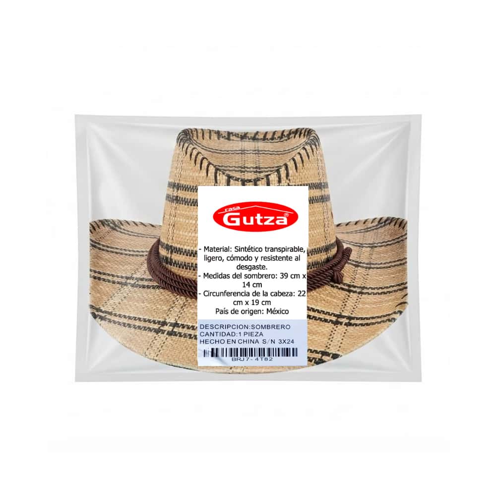 Sombrero de vaquero beig y negro con alas anchas Gutza - Miniatura 5