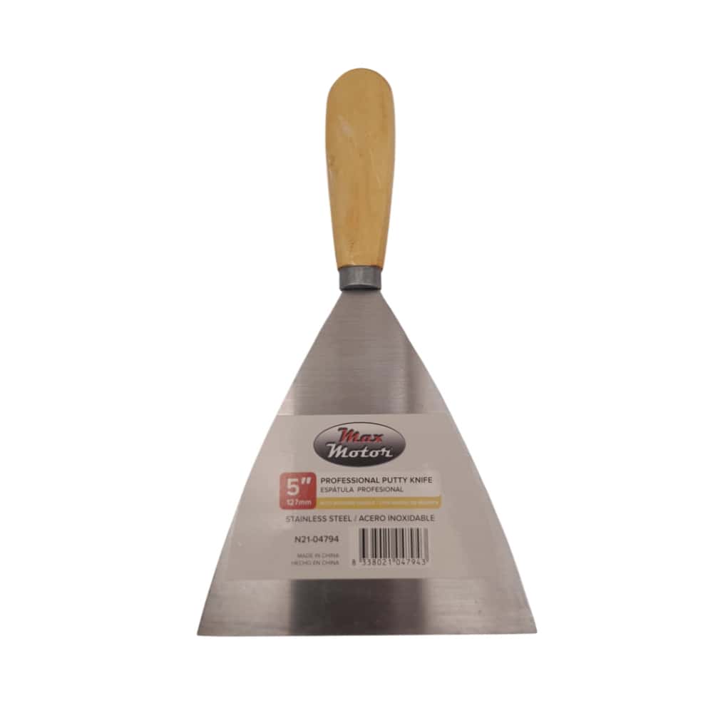 Espátula profesional 5¨ de acero inoxidable con mango de madera Max Motor - Miniatura 1