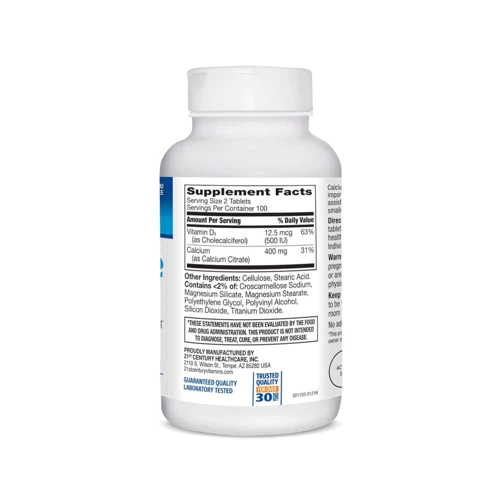 Citrato de calcio + vitamina D3 Petites 21st Century (200 tabletas) - Miniatura 2