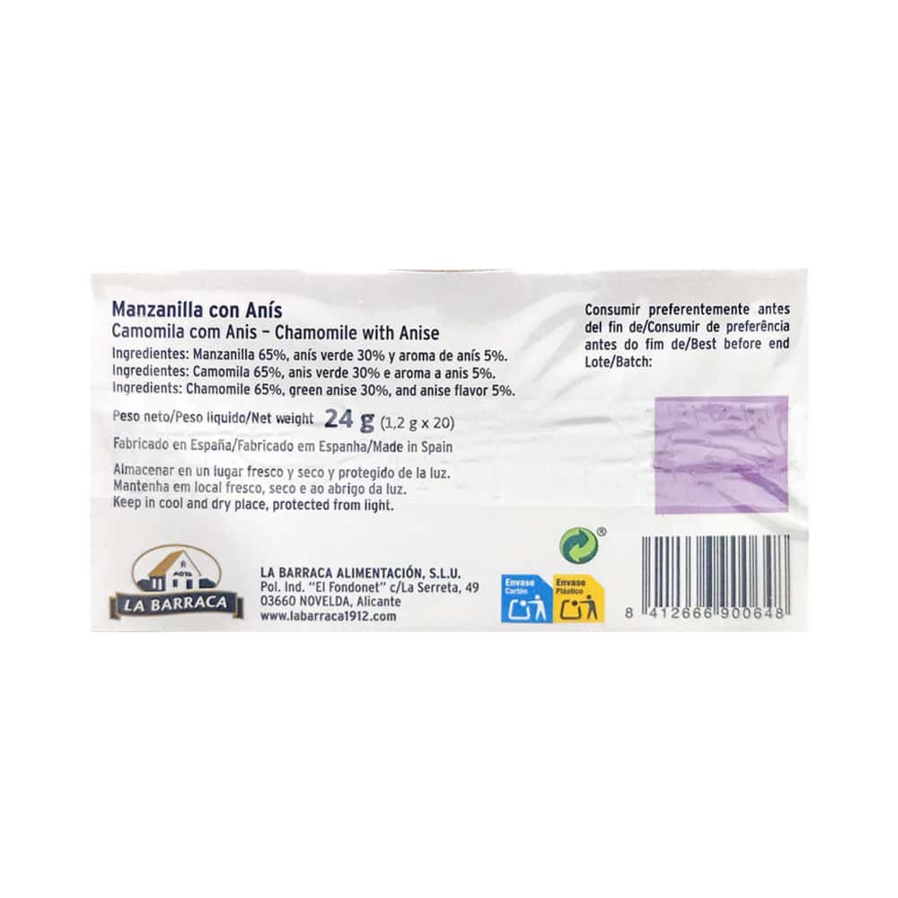 Té - infusión - manzanilla con anís La Barraca (24 g) - Miniatura 3