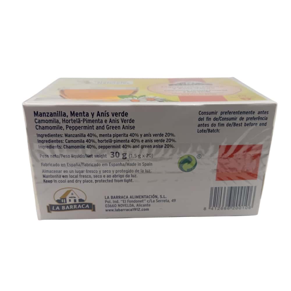 Té -infusión- de manzanilla, menta y anís verde La Barraca (30 g / 1.06 oz) - Miniatura 2