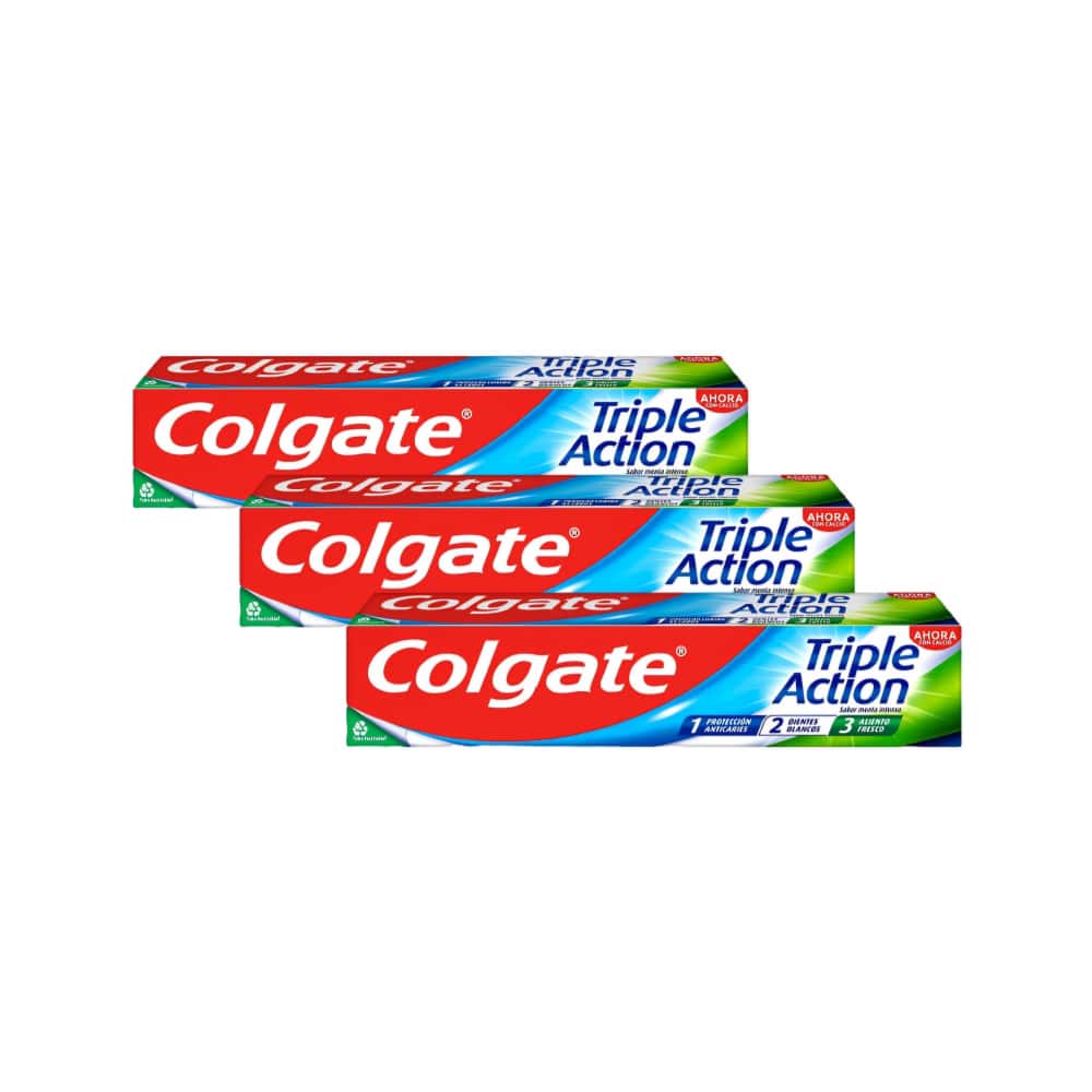 Pasta de dientes triple acción sabor menta intenso Colgate (3 x 75 ml) - Miniatura 1