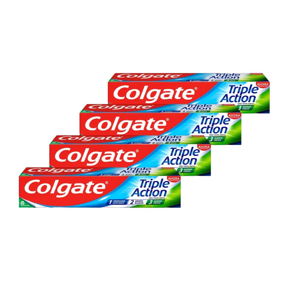 Pasta de dientes triple acción sabor menta intenso Colgate (4 x 75 ml) - Miniatura 1
