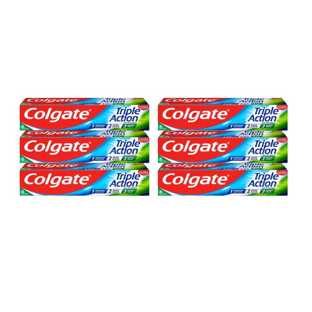 Pasta de dientes triple acción sabor menta intenso Colgate (6 x 75 ml) - Miniatura 1