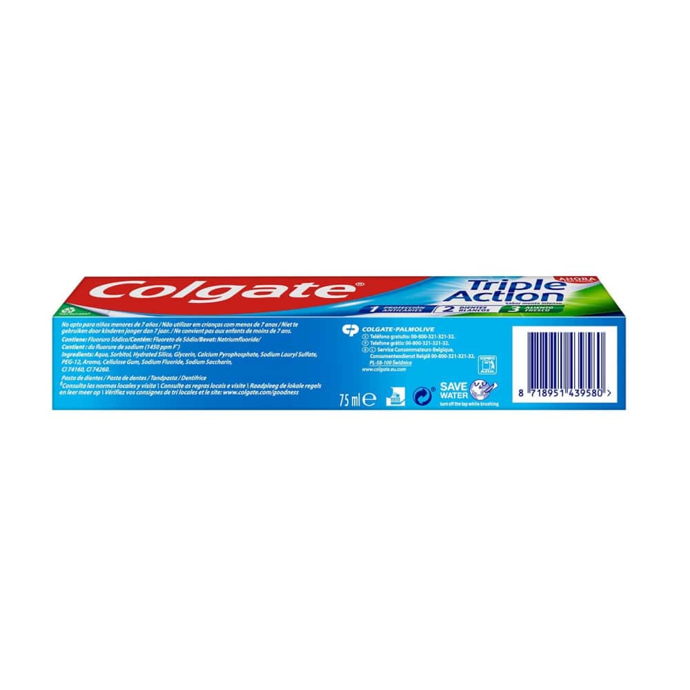 Pasta de dientes triple acción sabor menta intenso Colgate (6 x 75 ml) - Miniatura 3