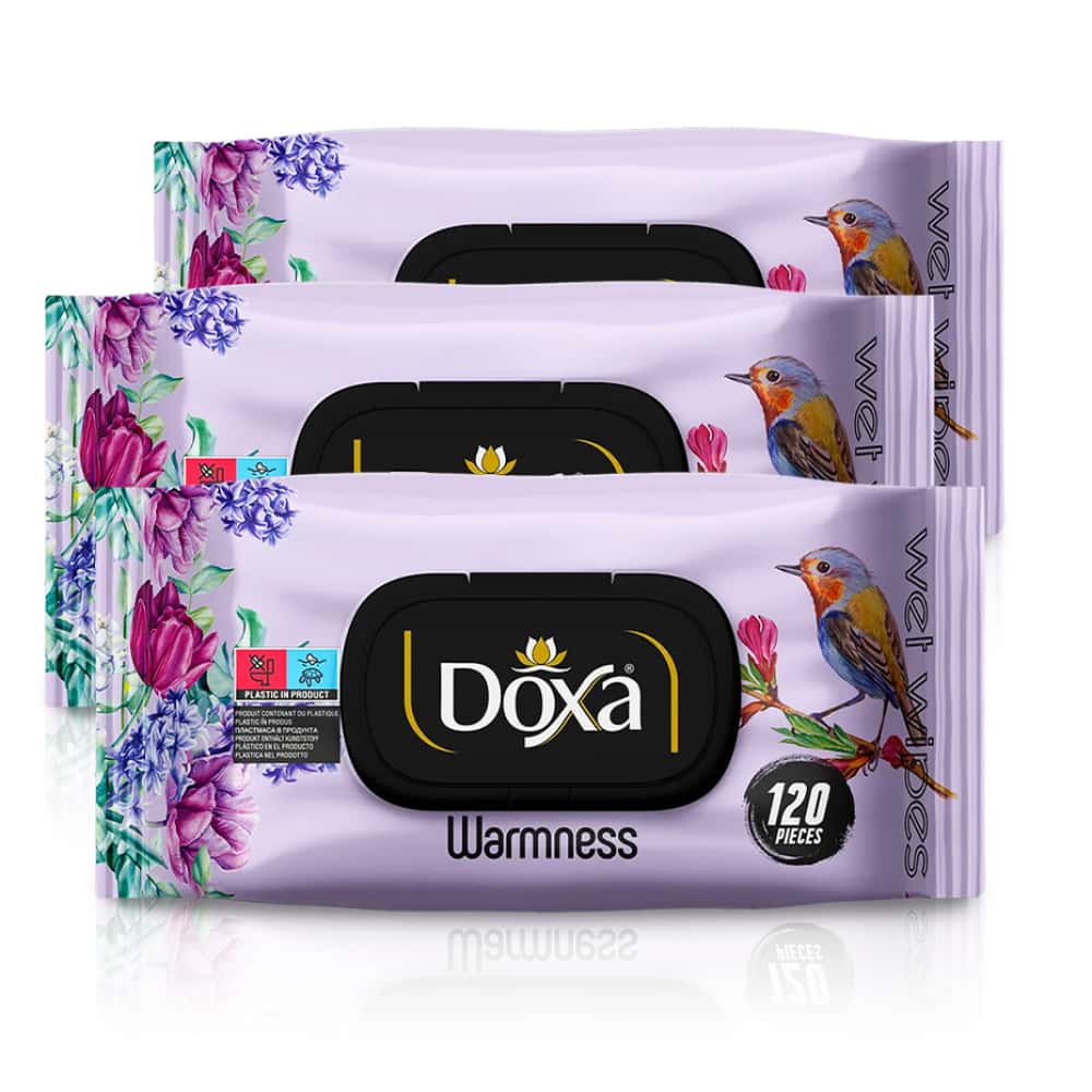 Toallitas húmedas con aroma cálido Doxa (3 x 120 U) - Miniatura 1