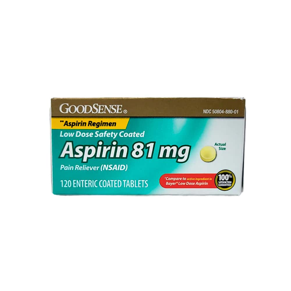 Aspirina. Ácido acetilsalicílico 81 mg GoodSense (120 tabletas) - Miniatura 1