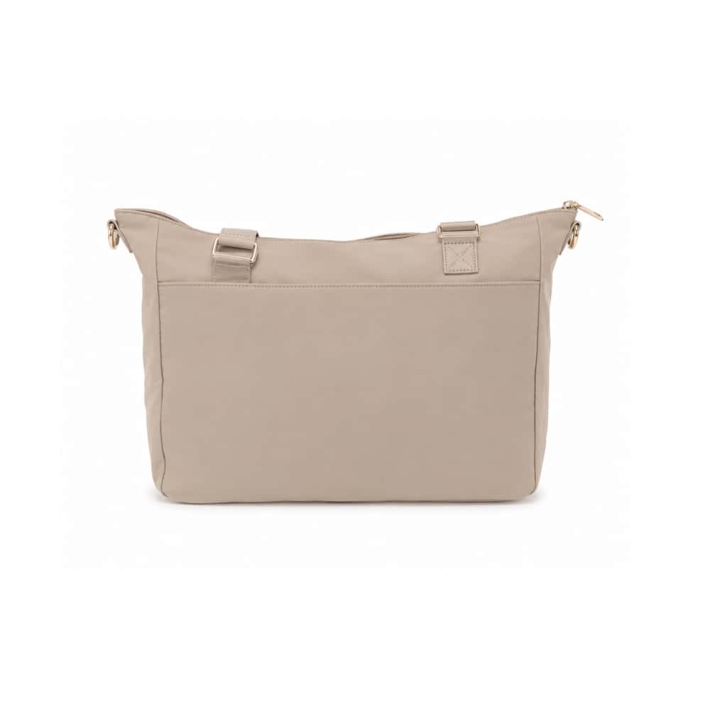 Bolso shopper beige de nailon con bolsillo frontal y asas largas Isabella (1 U) - Miniatura 3