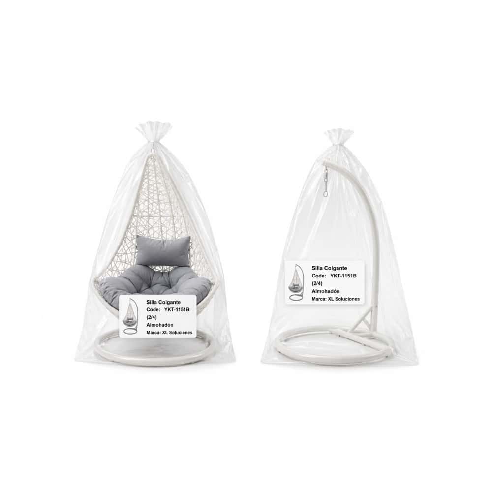 Silla colgante blanca con almohadón y cojín XL Soluciones YKT-1151B - Miniatura 2