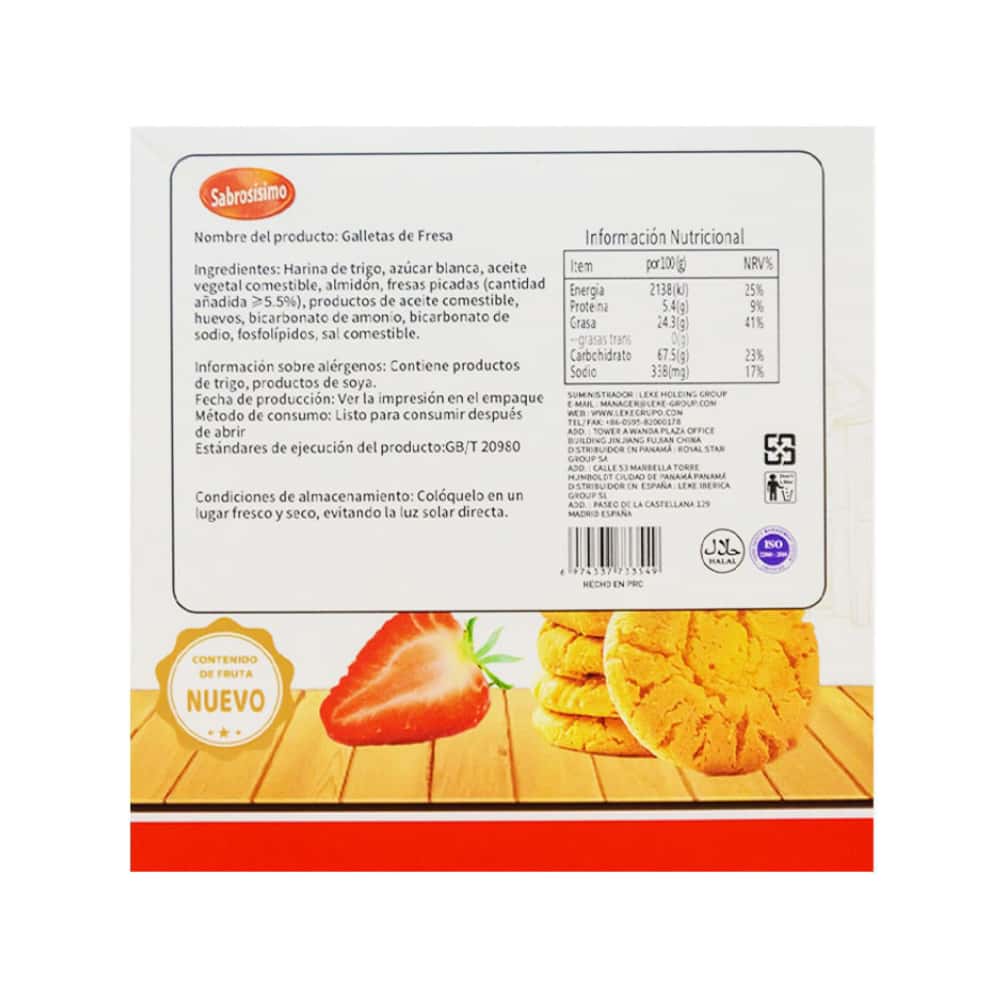 Galletas de mantequilla con sabor a fresa Sabrosísimo (100 g / 3.52 oz) - Miniatura 2