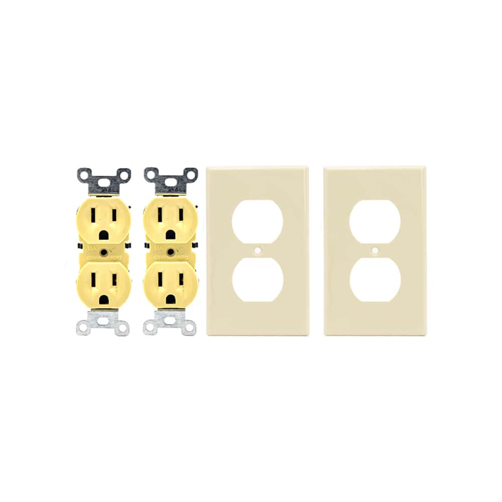 Set de 2 tomacorriente doble de 125 V / 15 A con tapa Troen - Miniatura 1