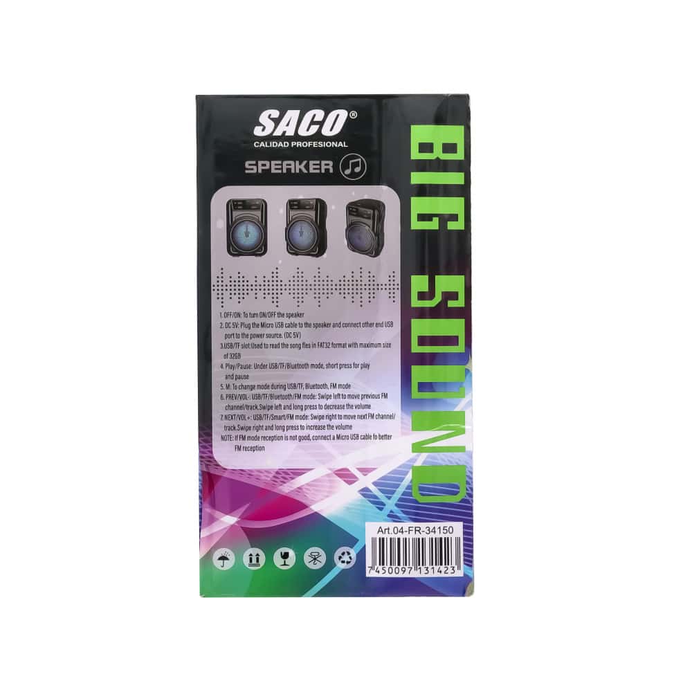 Bocina inalámbrica recargable 3" Saco FR-34150 - Miniatura 4