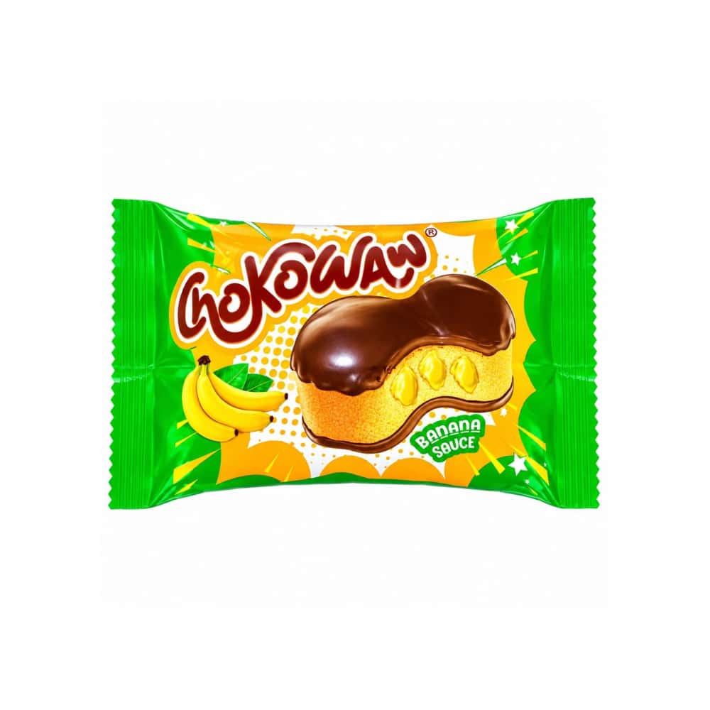 Pastel cubierto de chocolate con crema sabor plátano Chokowaw (30 g / 1.05 oz) - Miniatura 1