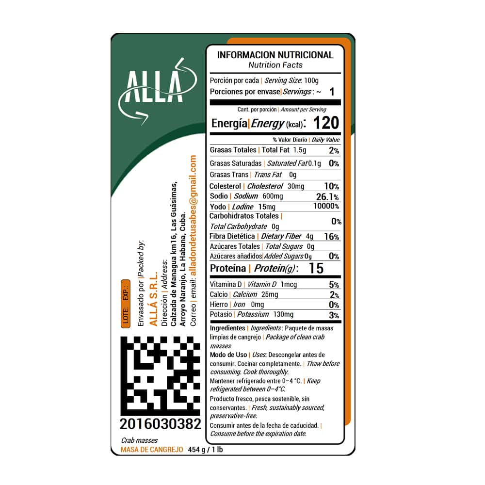 Masas de cangrejo Allá (454 g / 1 lb) - Miniatura 4
