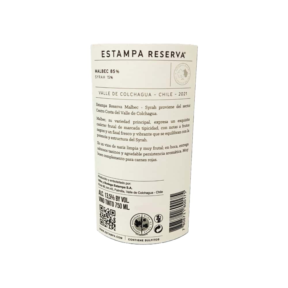 Vino tinto Reserva - Malbec Syrah Estampa (750 ml) - Miniatura 2