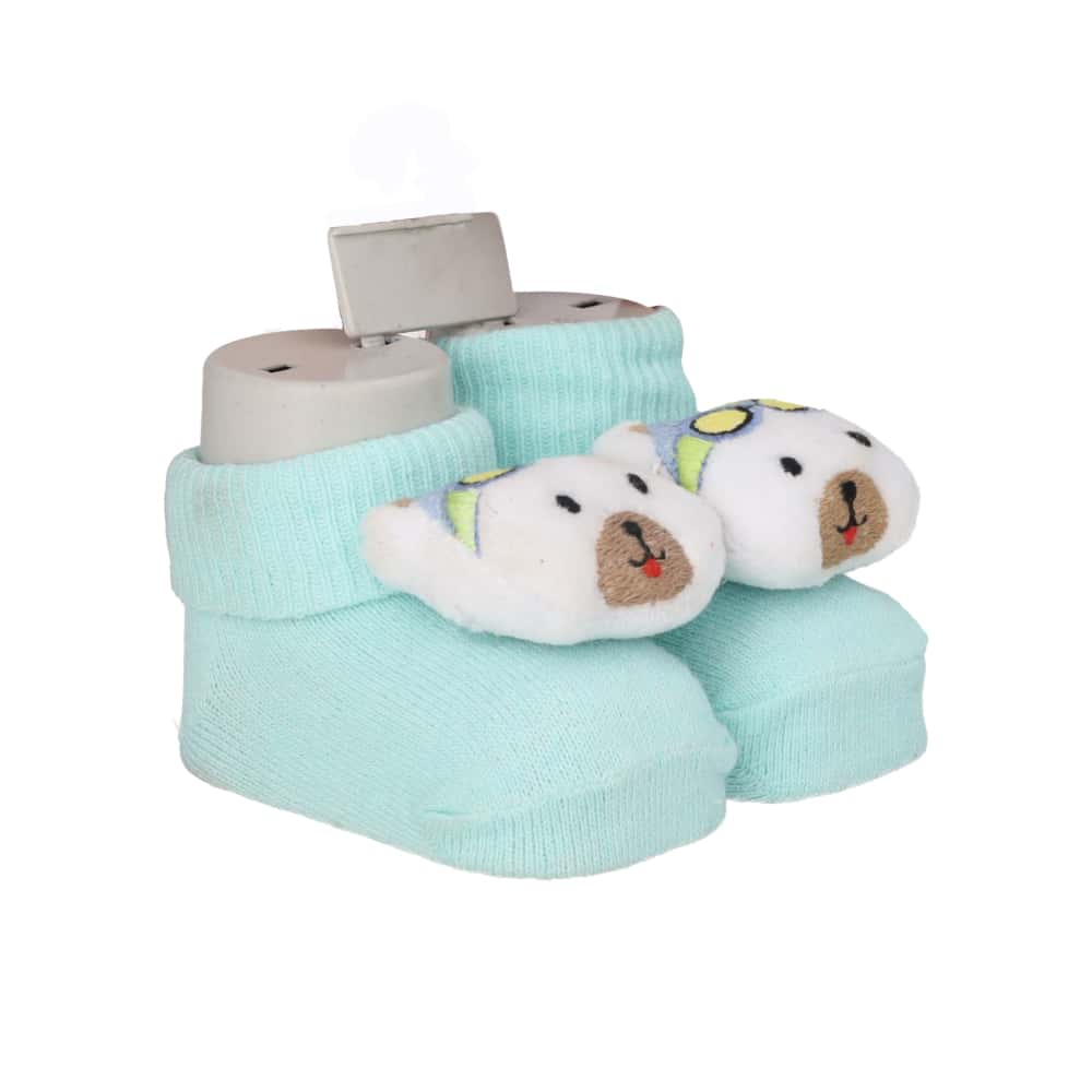 Par de calcetines de color celeste con sonajero de peluche para bebé Ayaydin Miroglio - Miniatura 6