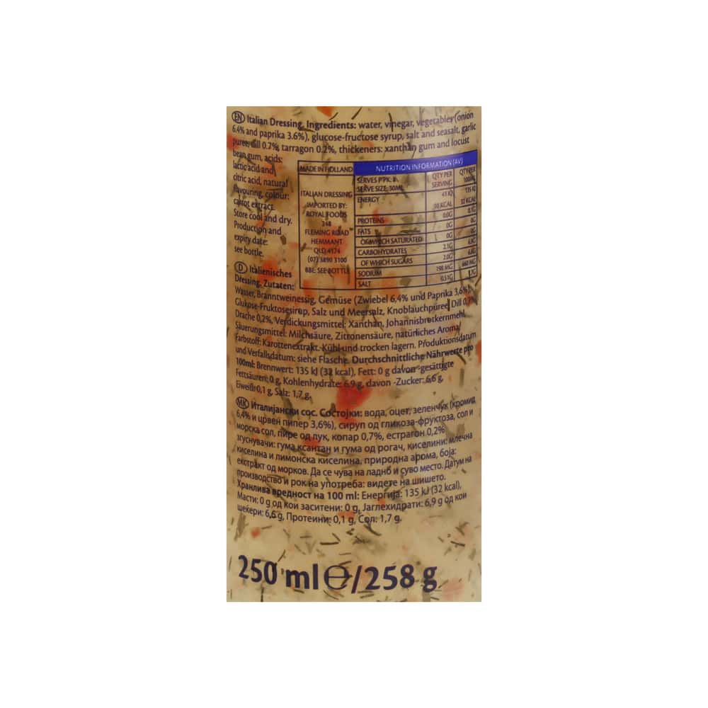 Aderezo italiano Remia (250 ml) - Miniatura 4