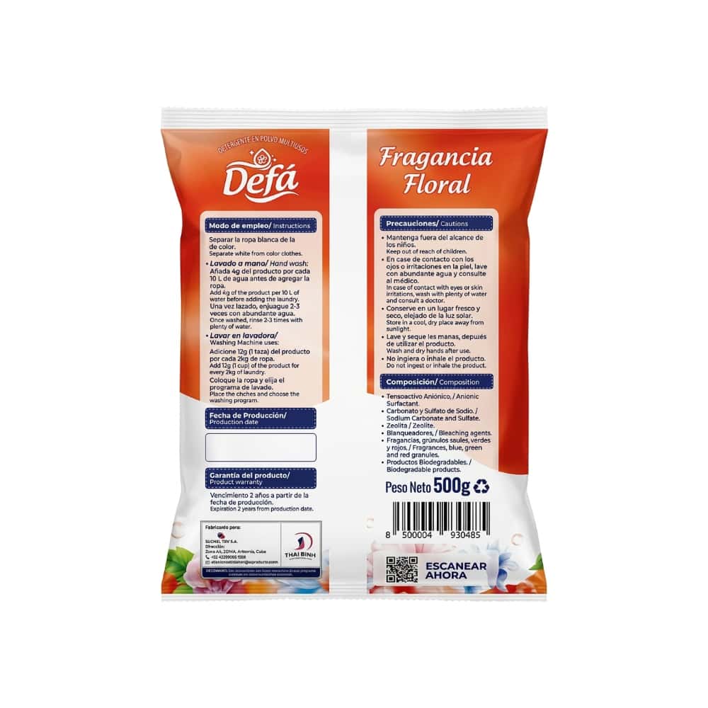Detergente en polvo multiusos fragancia floral Defá (500 g / 1.1 lb) - Miniatura 2