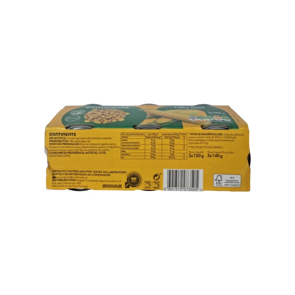 Maíz dulce sin gluten Continente (3 x 150 g / 5.29 oz) - Miniatura 3