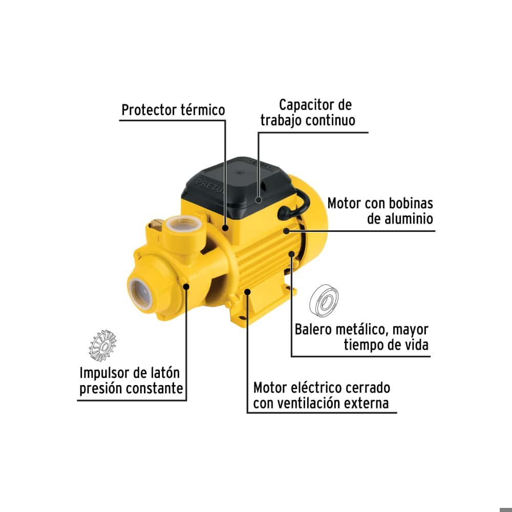 Bomba periférica de agua 1/2 HP Pretul BOAP-1/2P3 - Miniatura 4