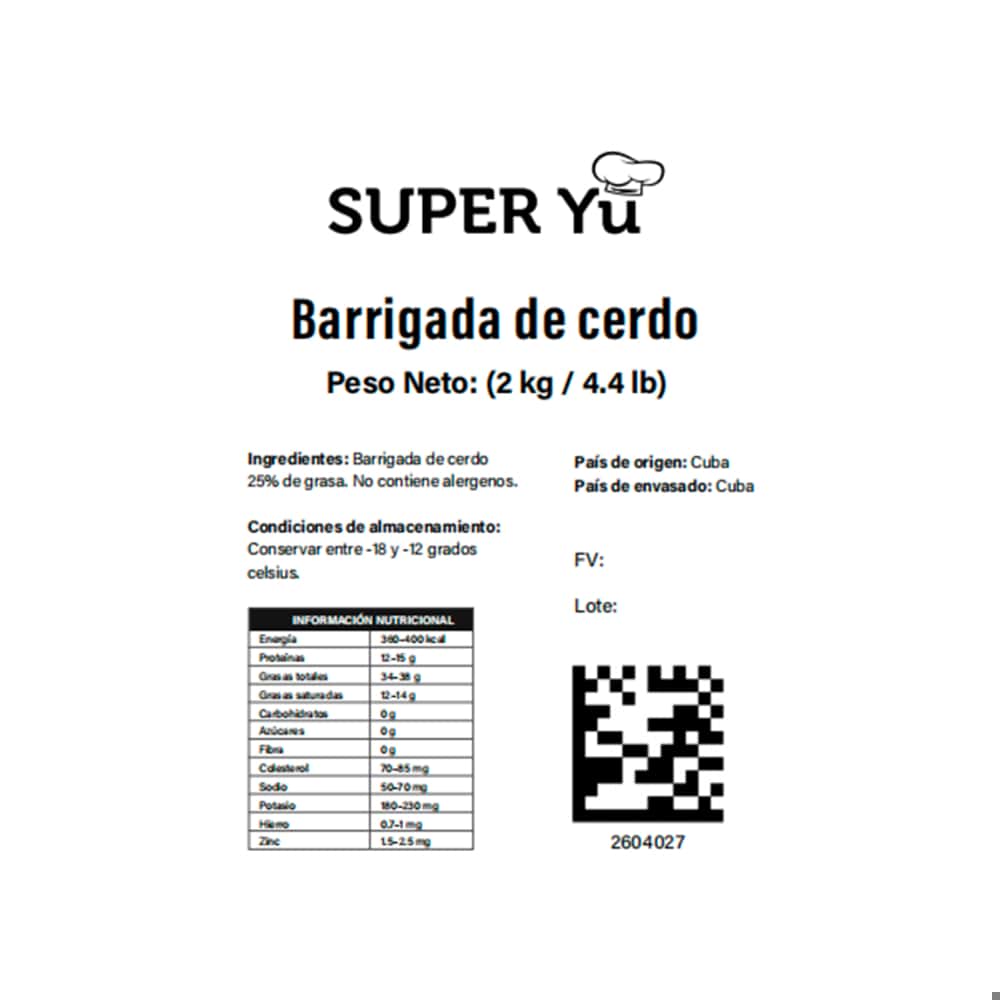 Barrigada de cerdo Super Yu (2 Kg / 4.4 Lb) - Miniatura 3