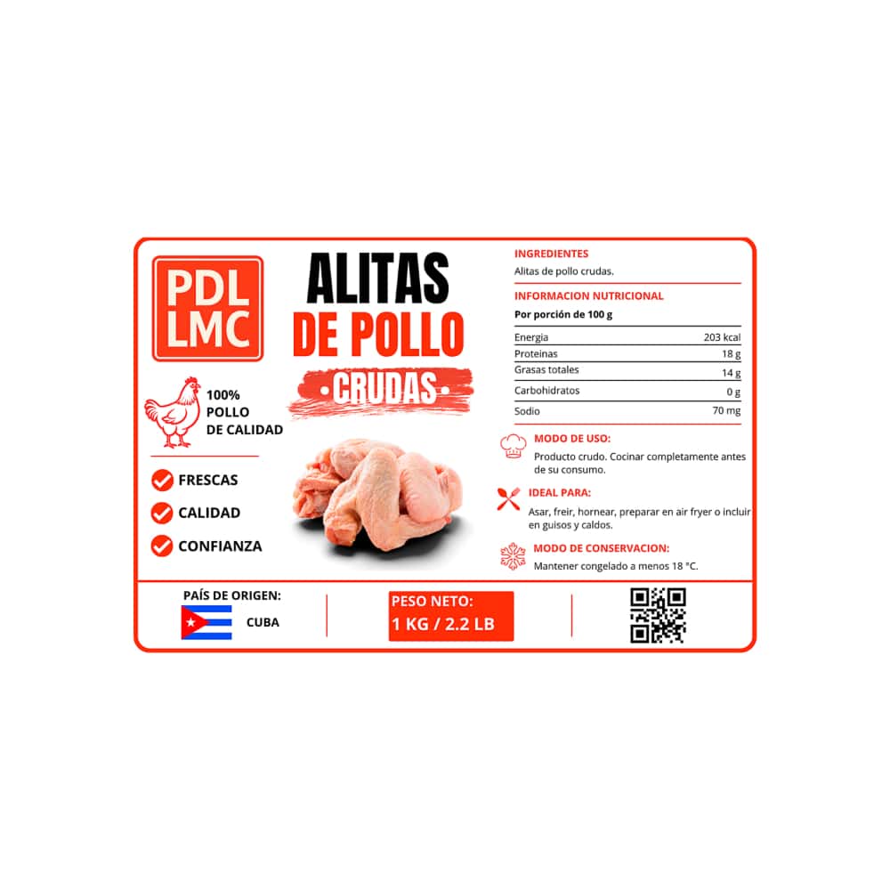 Alitas de pollo crudas PDL LMC (1 kg / 2.2 lb) - Miniatura 4
