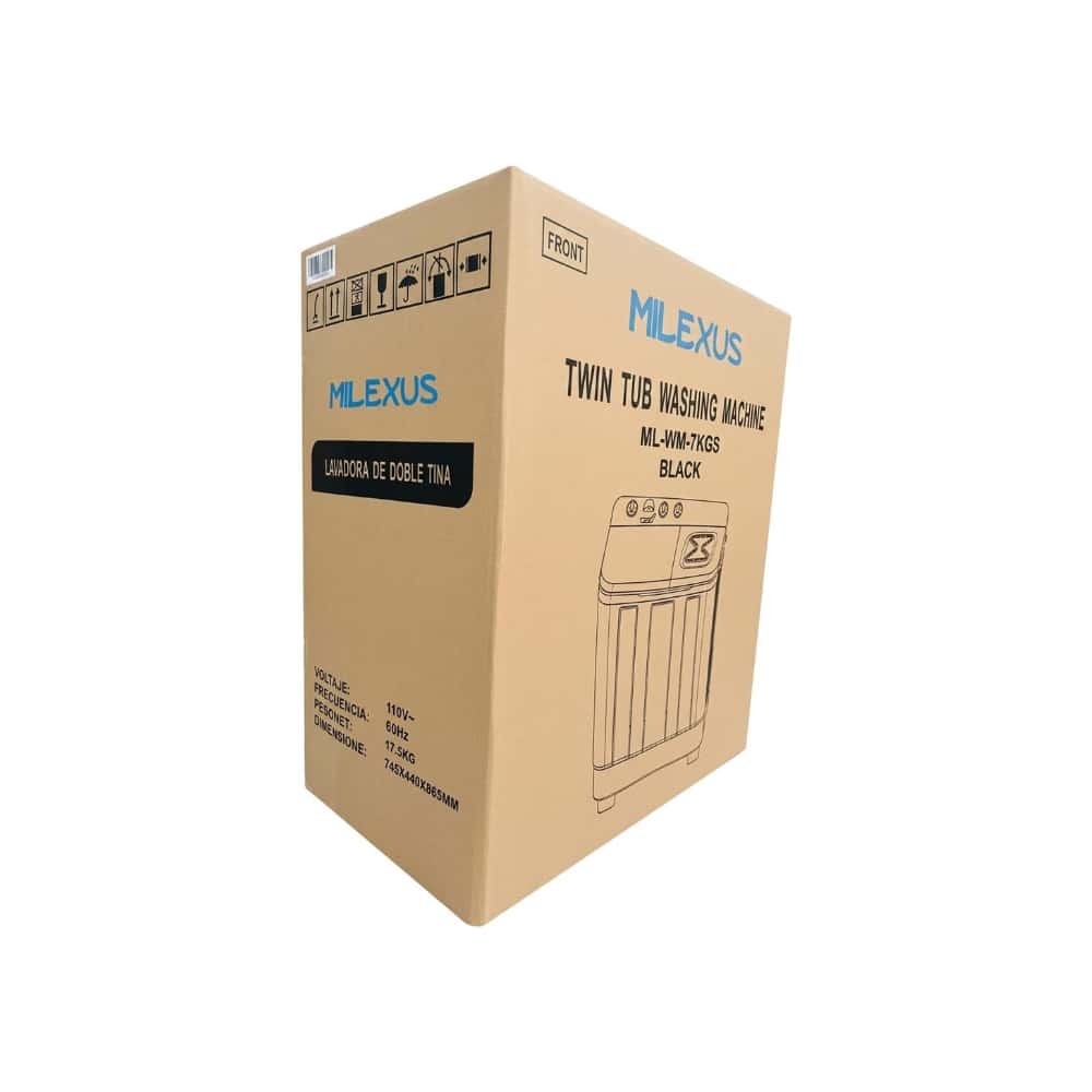 Lavadora semiautomática de doble tina 7 kg color negro Milexus ML-WM-7KGS - Miniatura 4