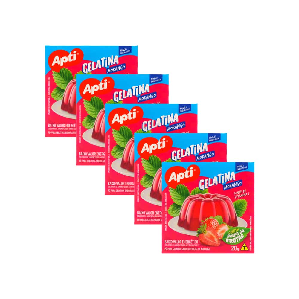 Gelatina sabor fresa (5 x 20 g / 0.7 oz) - Miniatura 1