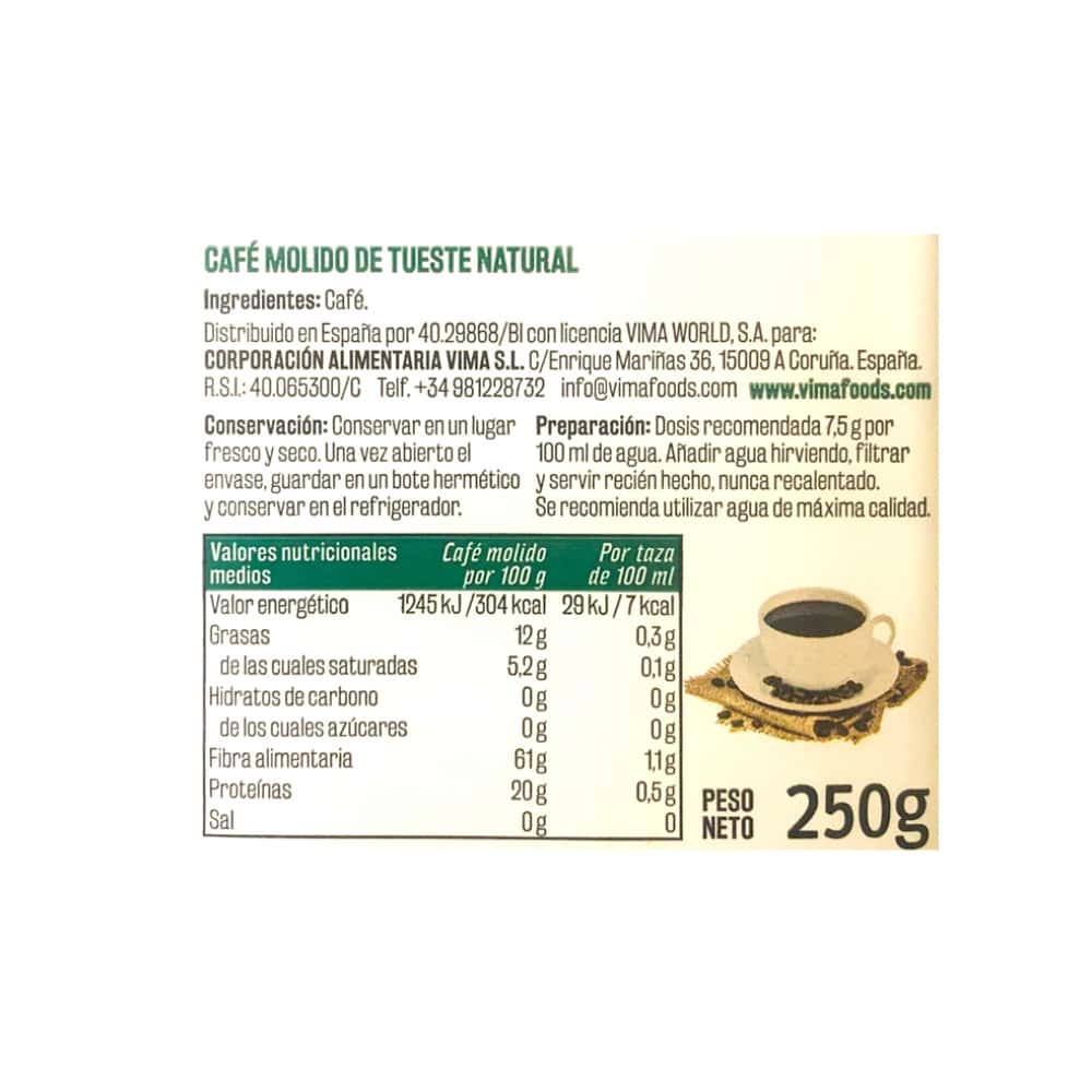 Café molido natural Vima Foods (250 g / 8.81 oz) - Miniatura 3