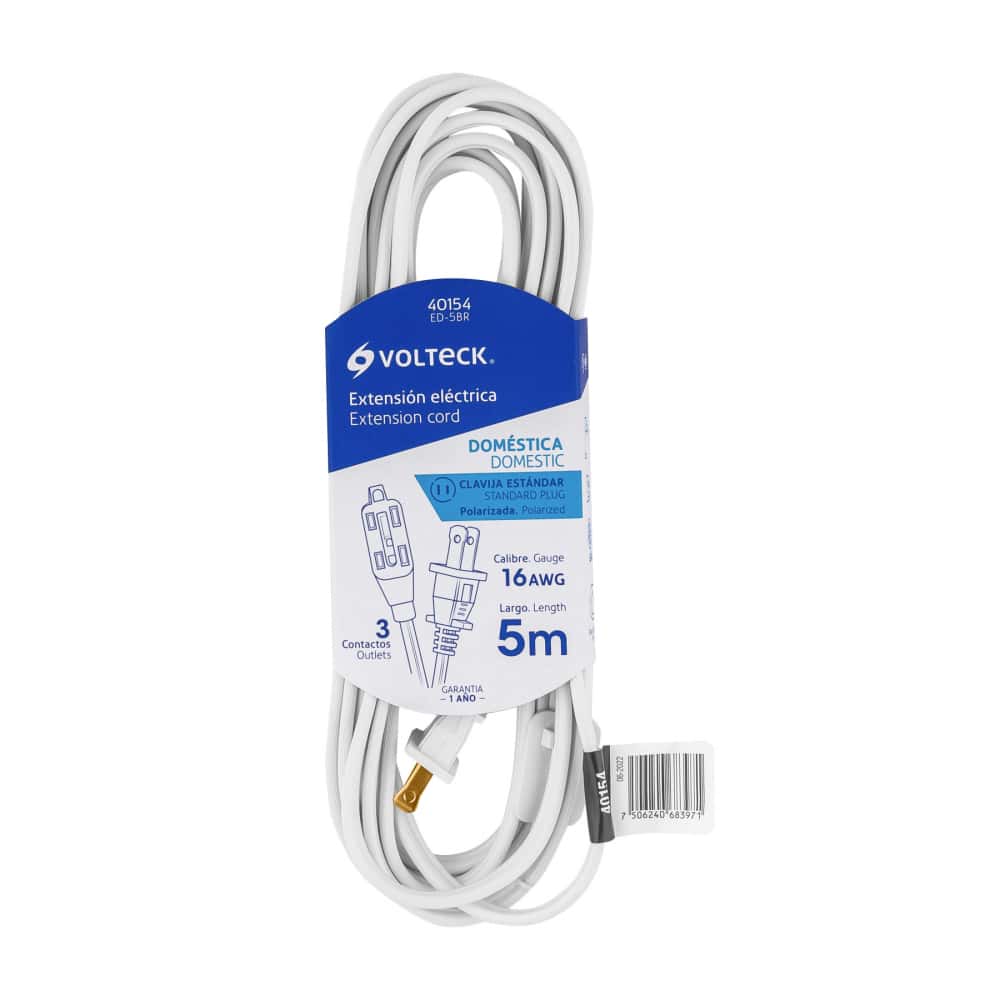 Extensión eléctrica blanca 5 m Volteck ED-5BR - Miniatura 3