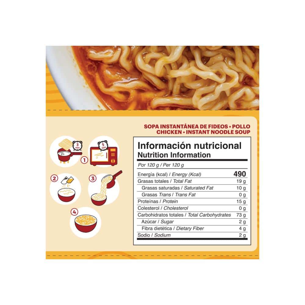 Sopa instantánea de fideos con sabor a pollo YEYA (75 g / 2.6 oz) - Miniatura 3