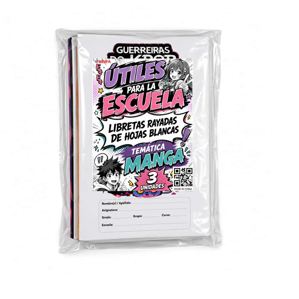 Libretas rayadas con temática manga Beifa (3 U) - Miniatura 1