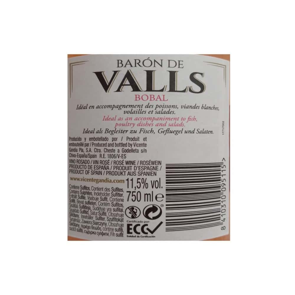 Vino rosado bobal Barón de Valls (750 ml) - Miniatura 6