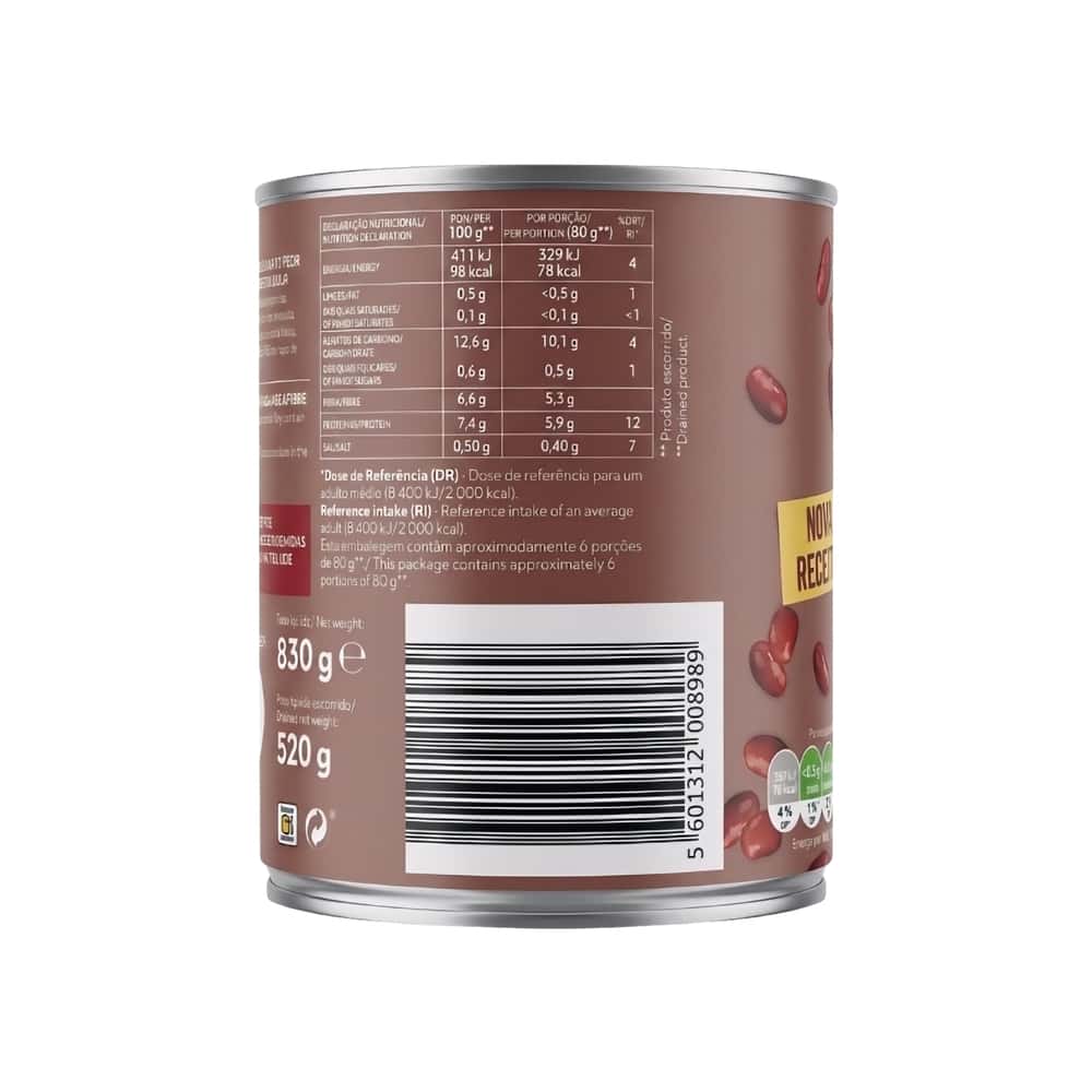 Judías rojas cocidas Continente (830 g / 1.83 lb) - Miniatura 2
