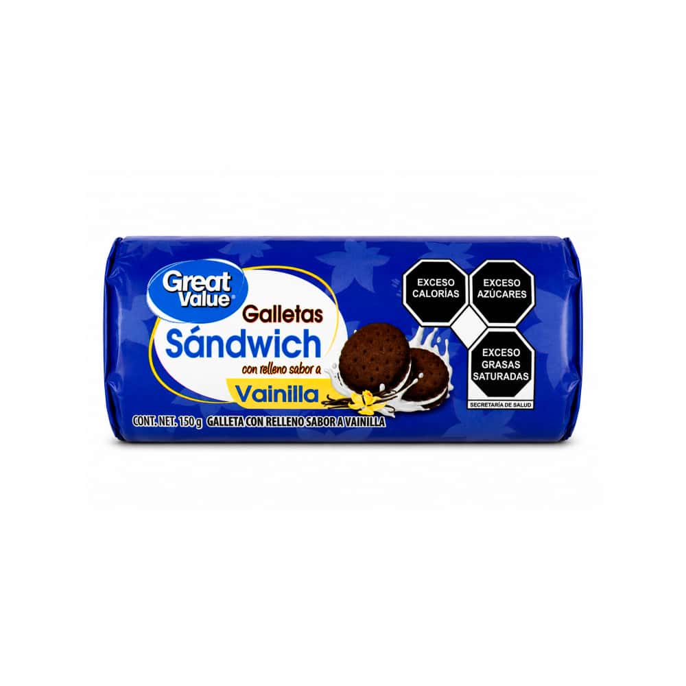 Galleta sándwich con relleno sabor a vainilla Great Value (150 g / 5.29 oz) - Miniatura 1