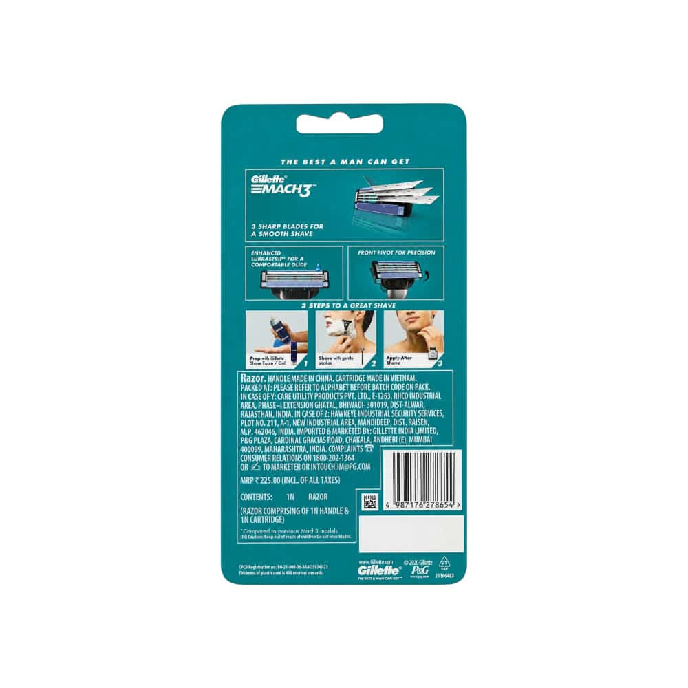 Cuchilla de afeitar de triple hoja para hombre Mach3 Gillette - Miniatura 2