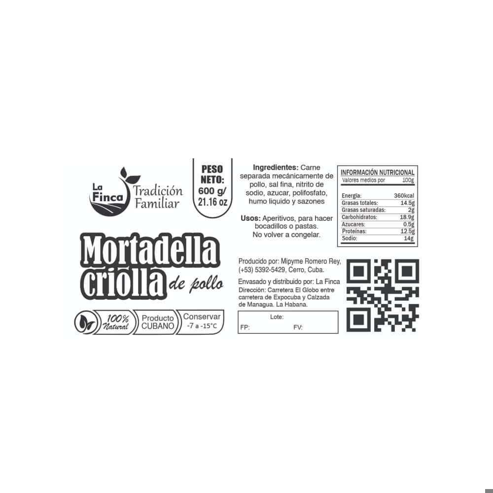 Mortadella criolla de pollo La Finca (600 g / 1.32 lb) - Miniatura 3