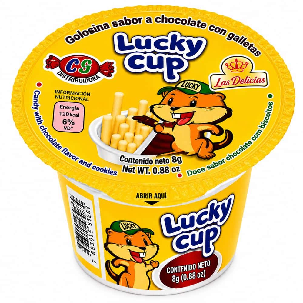 Golosina sabor a chocolate con galletas Lucky Cup (8 g) - Miniatura 1