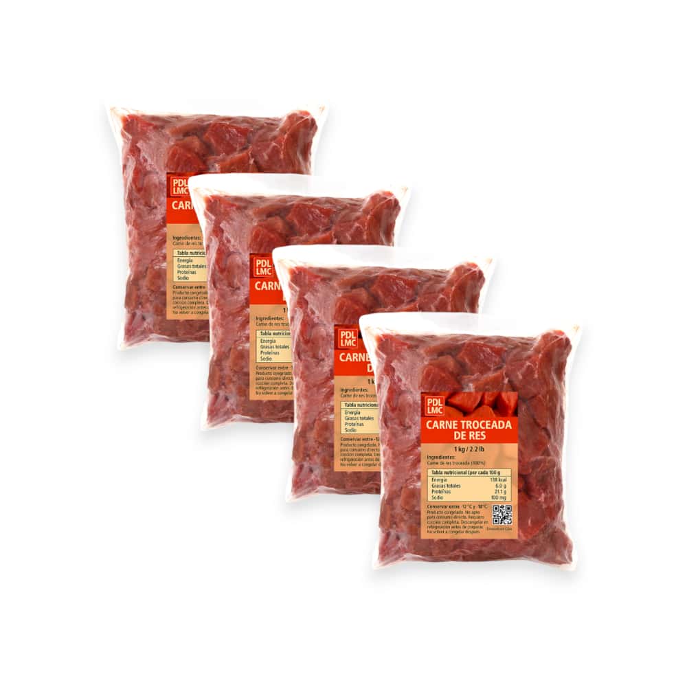 Carne troceada de res PDL LMC (4 x 1 kg / 2.2 lb) - Miniatura 1