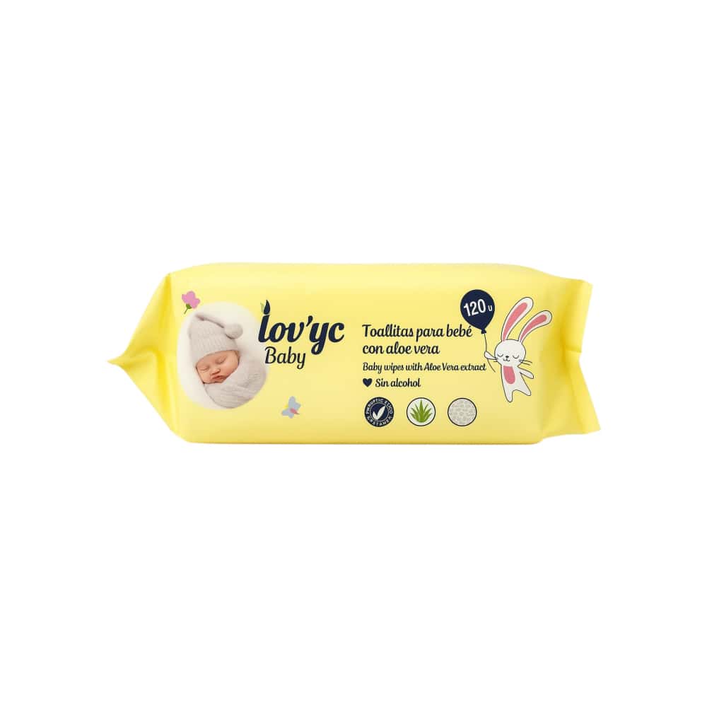 Toallitas húmedas para bebés con aloe vera Lov'yc Baby (120 U) - Miniatura 2