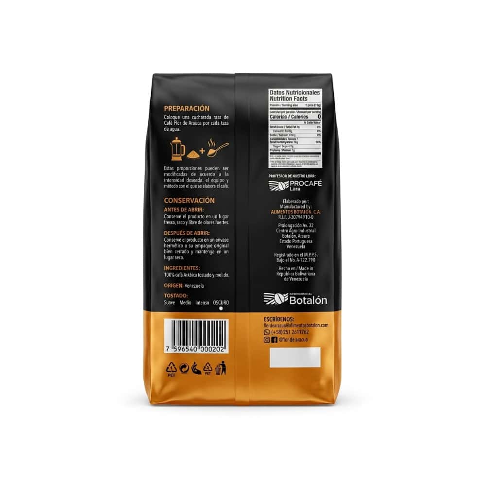 Café tostado y molido Flor de Arauca Gran Sabor (500 g / 1.1 lb) - Miniatura 2