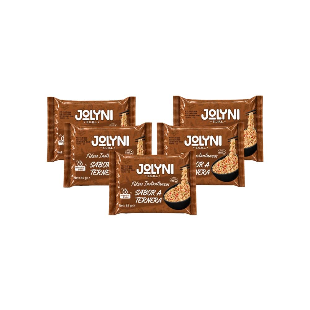 Sopa de fideos instantáneos sabor ternera Jolyni (5 x 85 g / 3 oz) - Miniatura 1