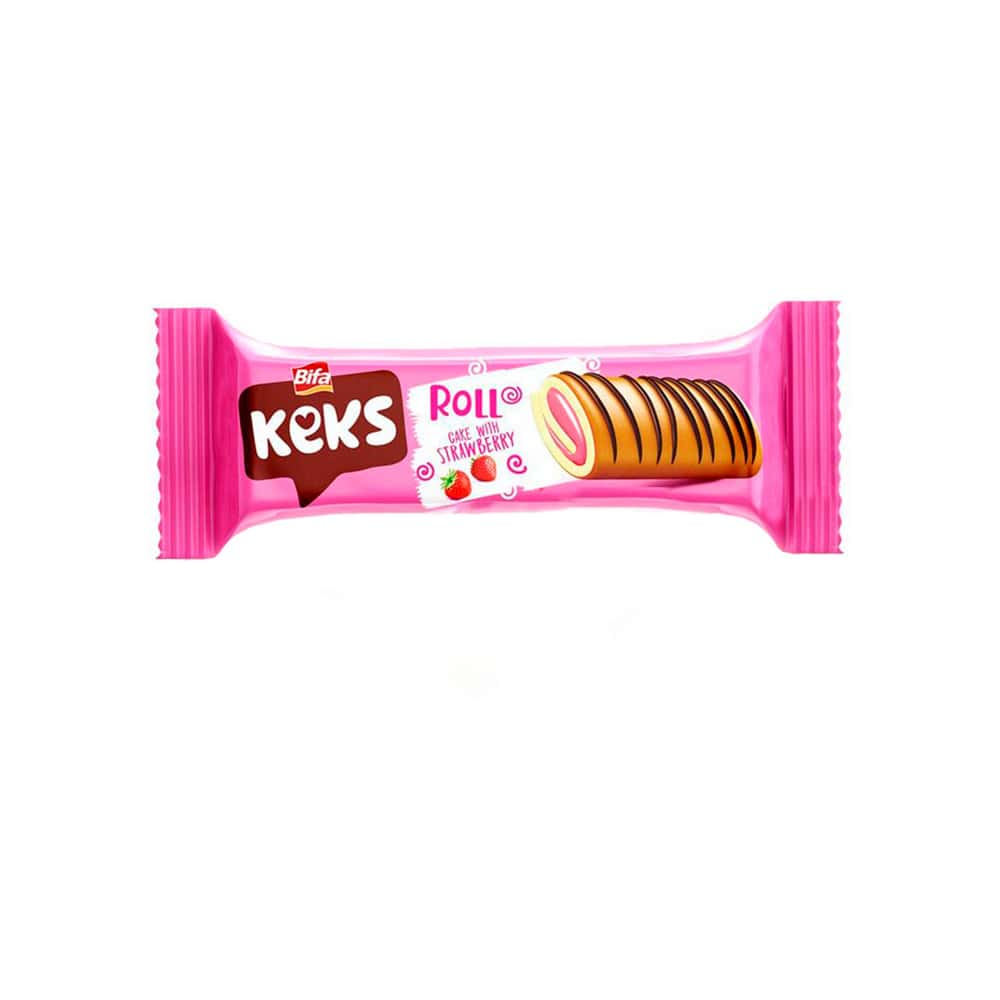 Pastel enrollado con crema de fresa Bifa (50 g / 1.76 oz) - Miniatura 1