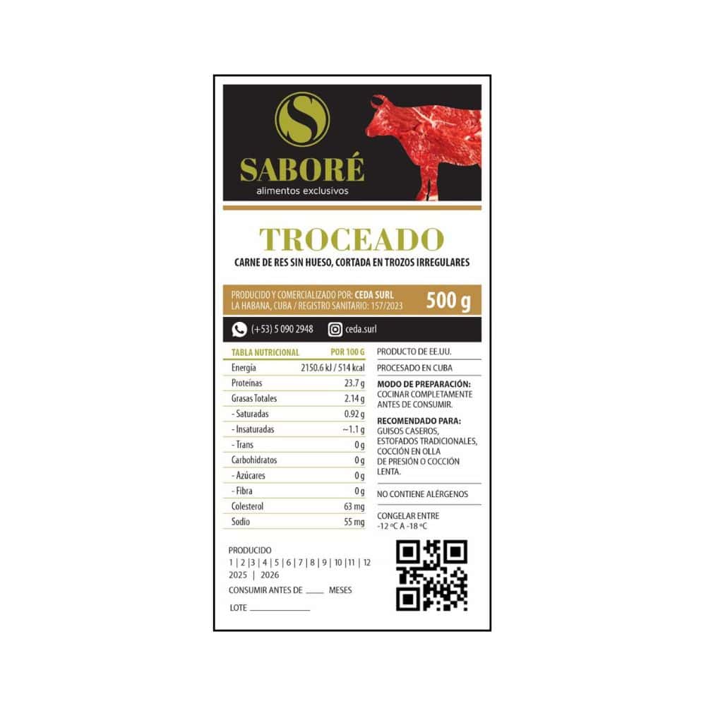 Carne de res de segunda troceada Saboré (500 g / 1.10 lb) - Miniatura 3