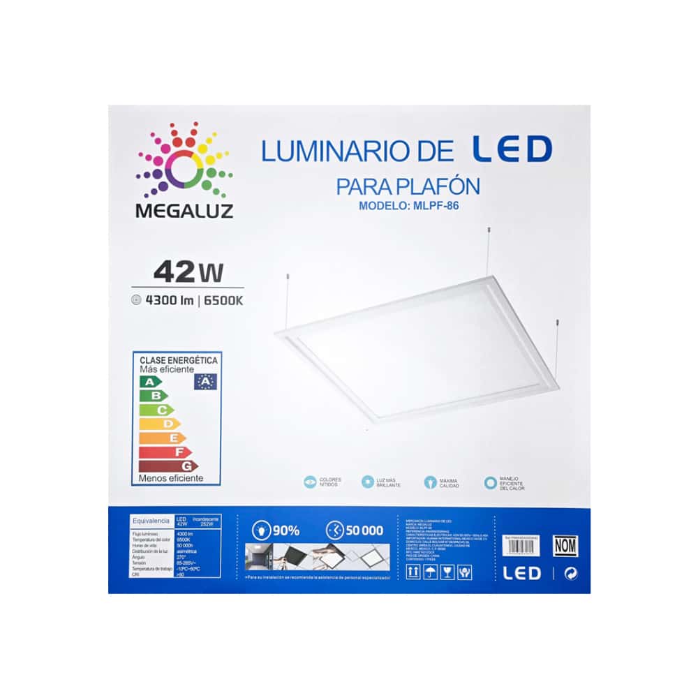 Lampara plafón cuadrado de techo led 42 W Megaluz - Miniatura 4
