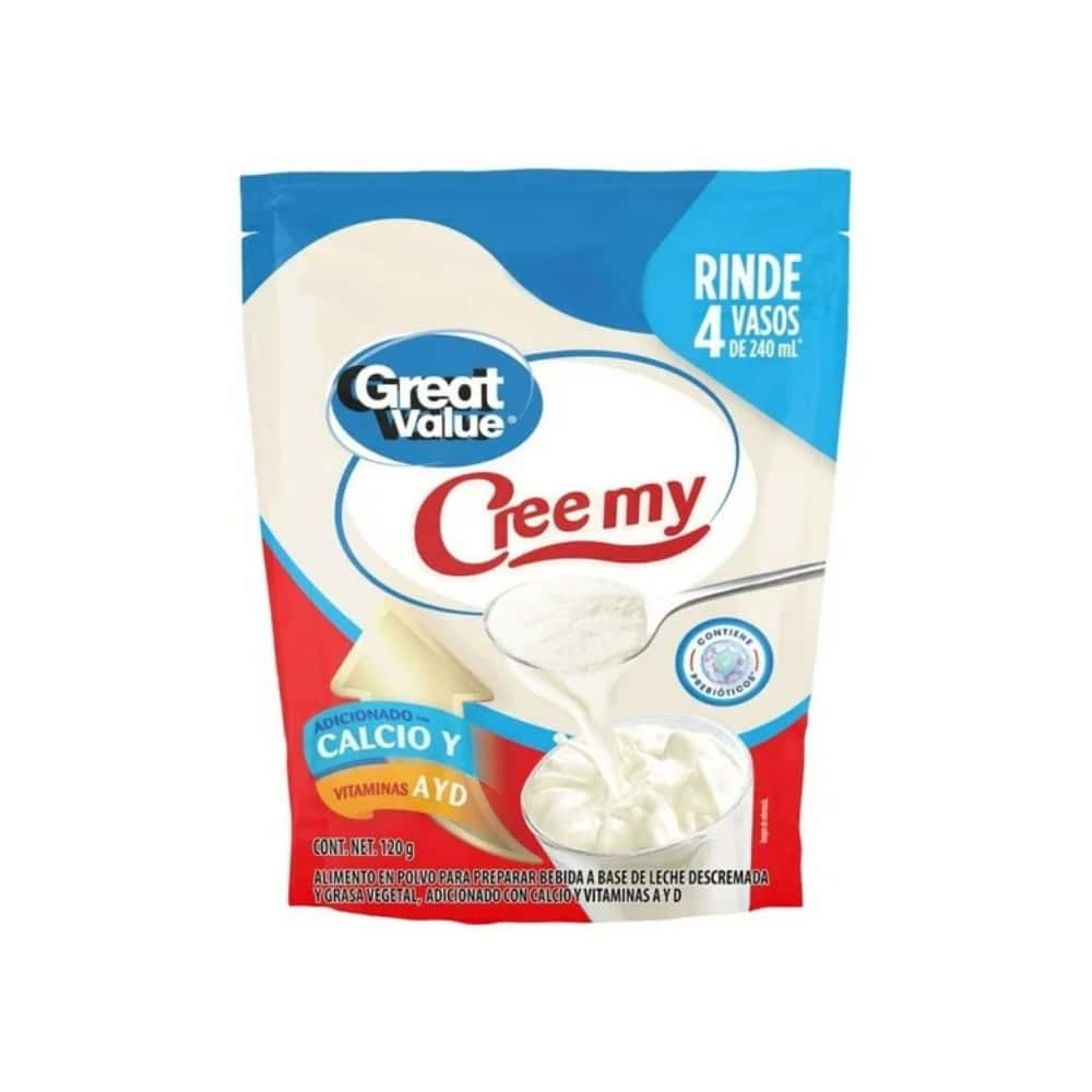 Alimento en polvo para preparar bebida a base de leche descremada y grasa vegetal Creemy Great Value (120 g / 4.23 oz) - Miniatura 1