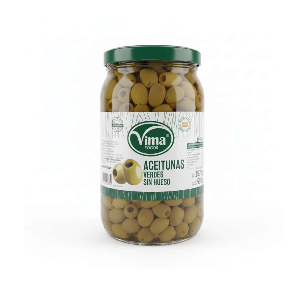 Aceitunas verdes sin hueso Vima Foods (1.82 kg / 4.01 lb) - Miniatura 1