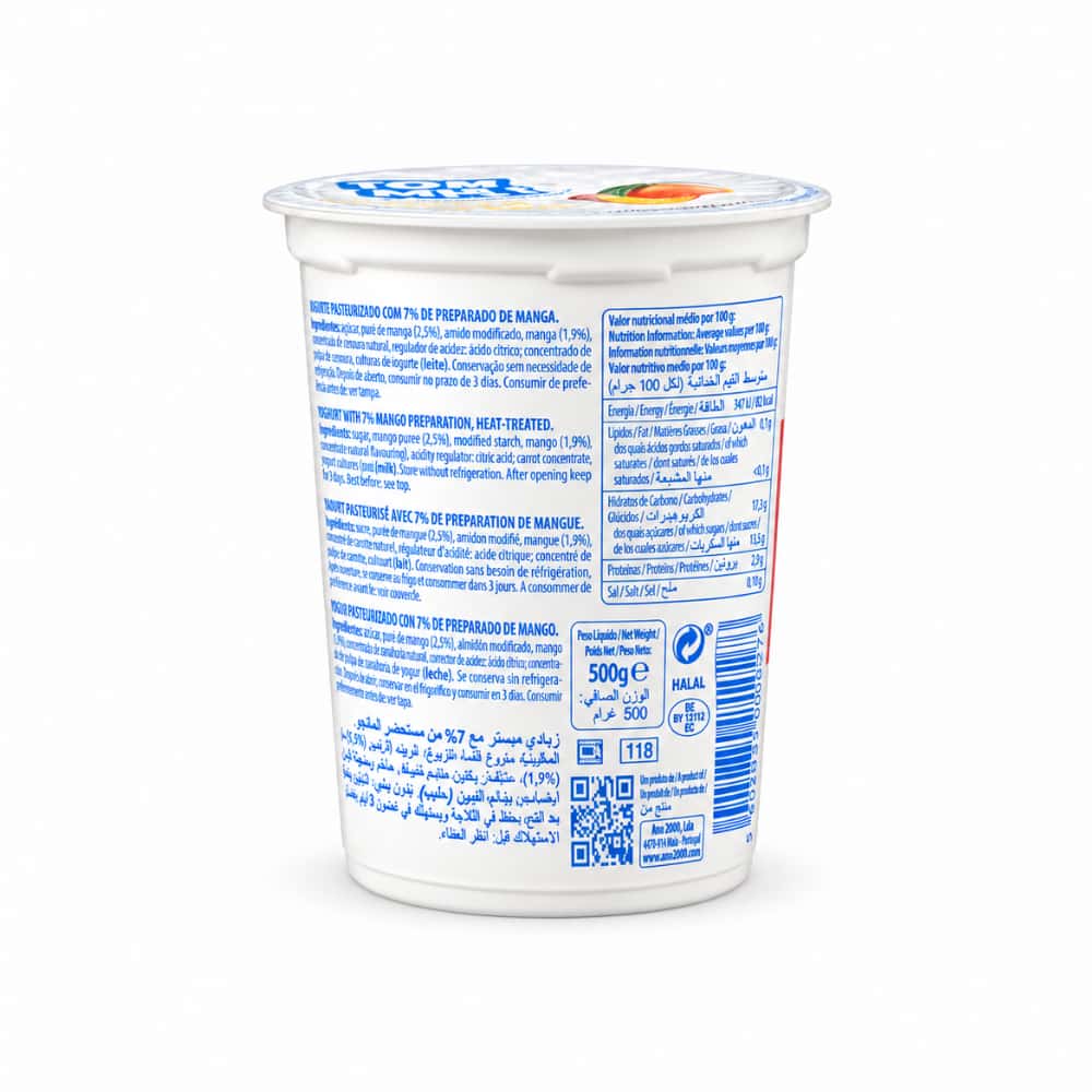 Yogurt pasteurizado sabor mango con trocitos de frutas Tom Milk (9 x 500 g / 1.10 lb) - Miniatura 3
